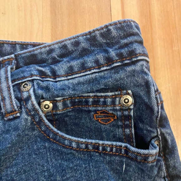 Harley Davidson Dark Wash Cut Off Shorts - Picture 3 of 5